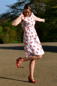 emily and fin strawberry print dress