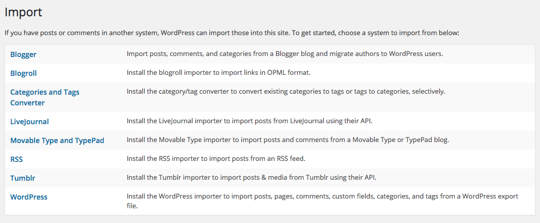 how to install your WordPress blog and import previous posts from Blogger and WordPress.com