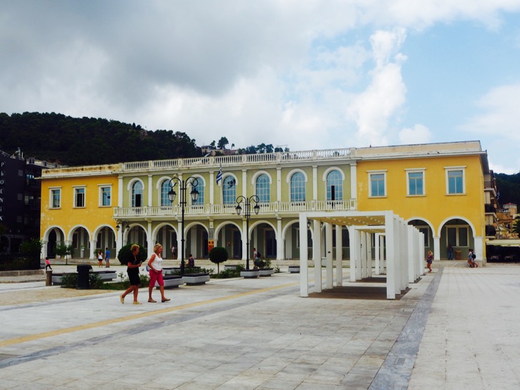 Traditional Greek buildings in Zakynthos Town centre