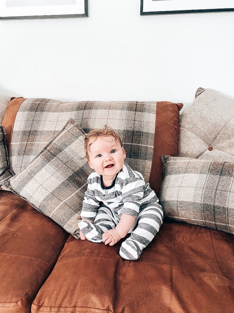 baby on a sofa