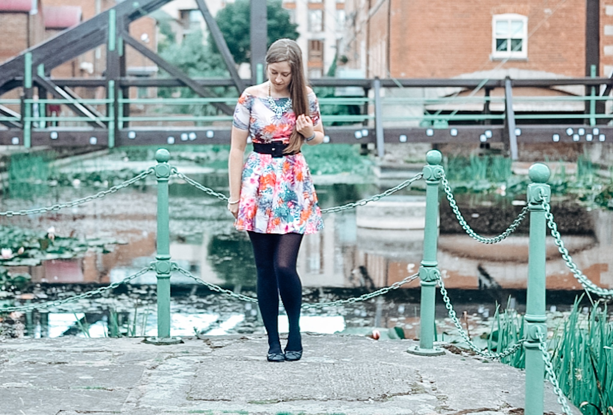 girl wearning floral dresses in yorkshire