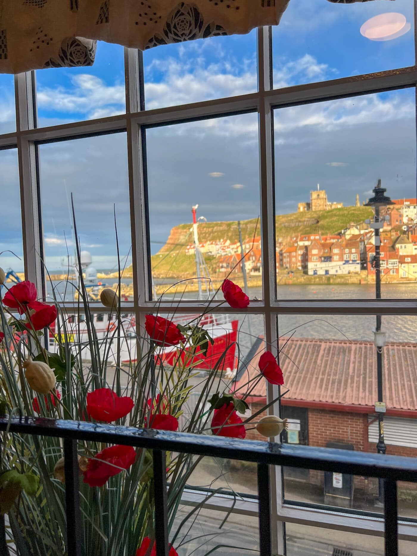 View of Whitby from the window Magpie Cafe