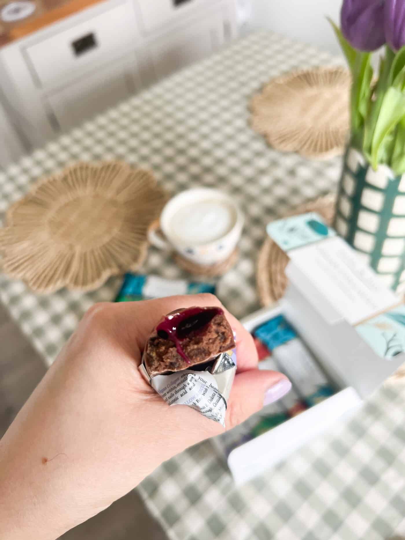 Inside one of the Jade & Joy&nbsp;Vegan Protein Collagen Bars