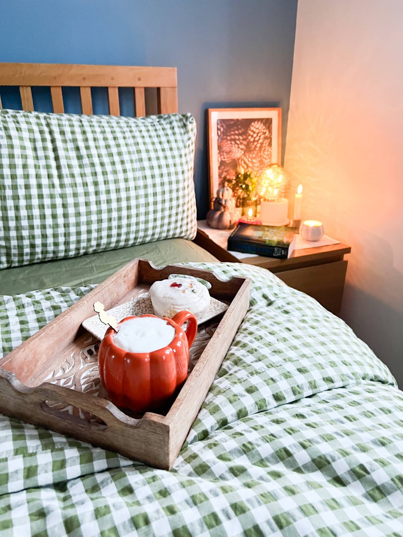 autumn bedroom setup in persimmon home