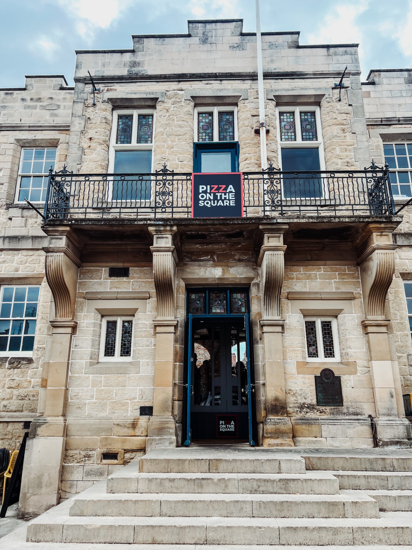 the Grade II listed Old Town Hall building housing Pizza on the Square by SALT in Malton
