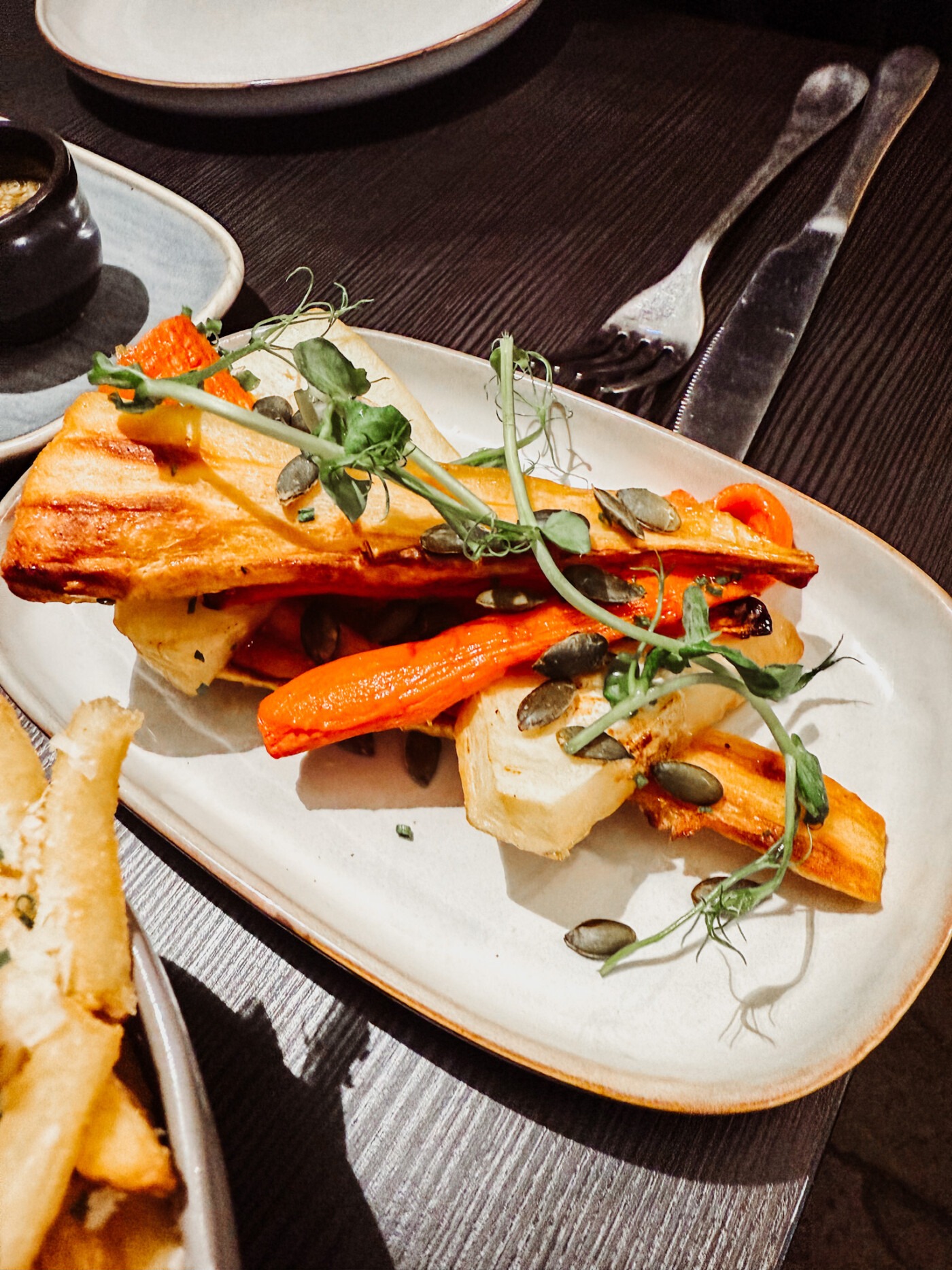 Honey roasted root vegetables at FortySix Malton
