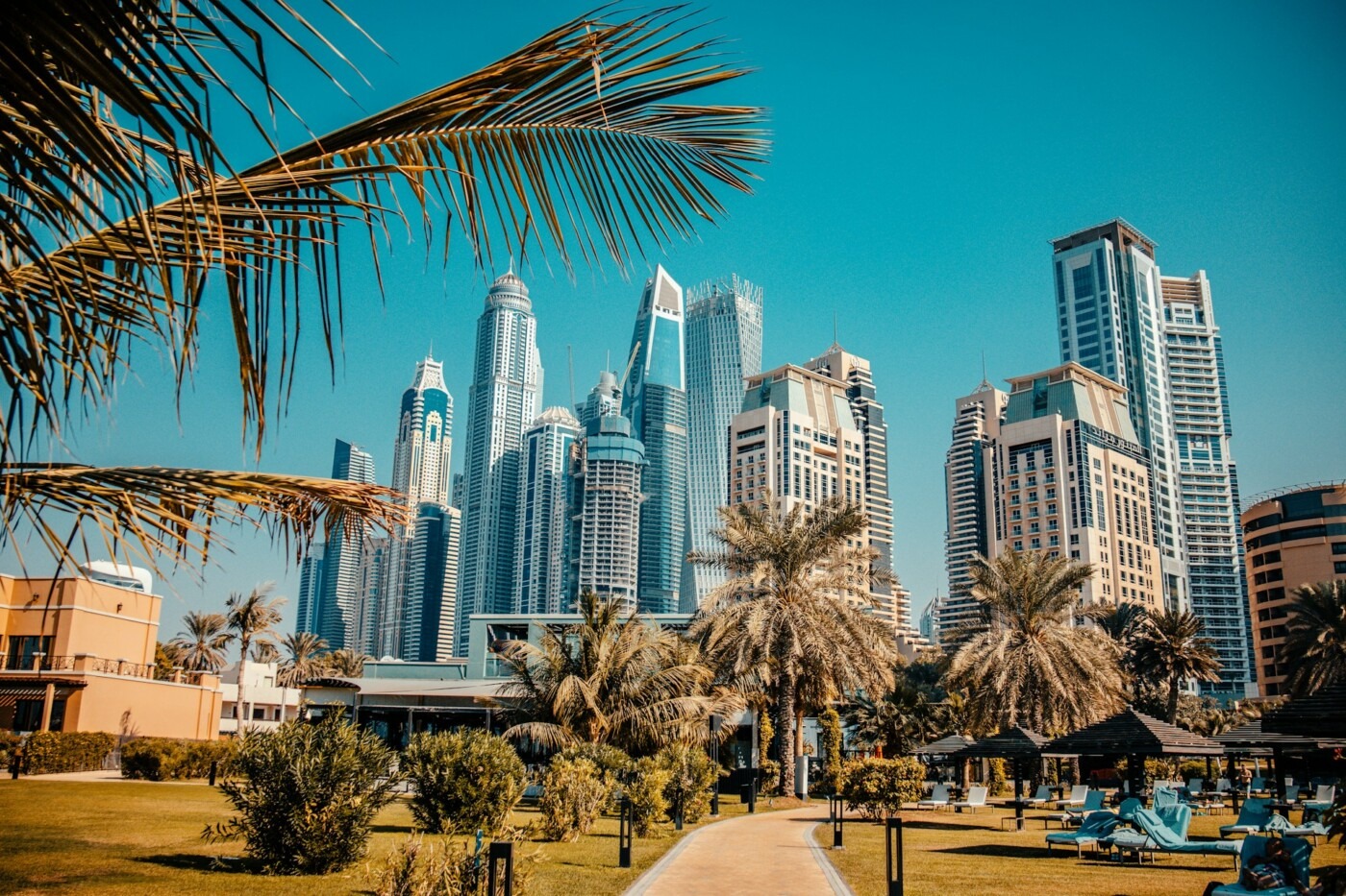 Fantastic skyline with skyscrapers. Dubai, UAE