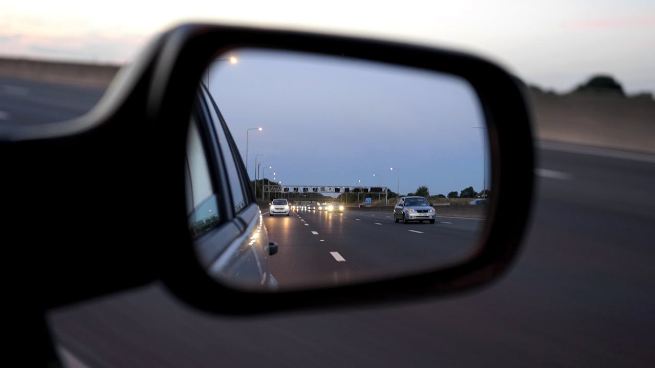 car side mirror window view