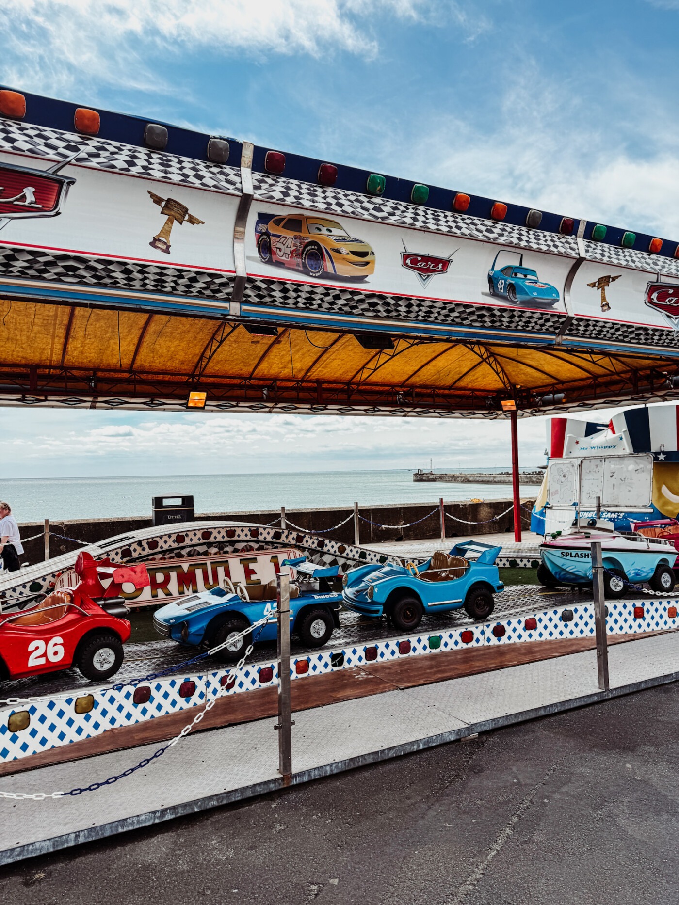 colourful fairground rides at Bayside Fun Park on Bridlington seafront