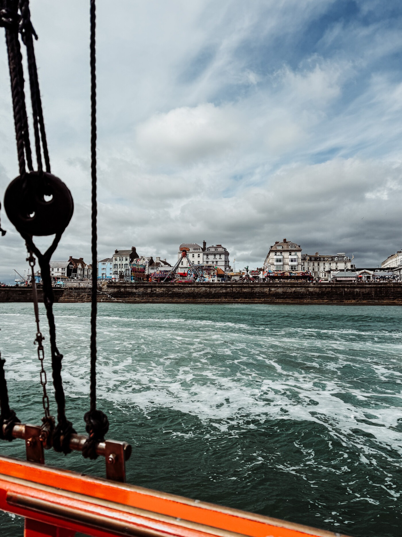 view from the deck of the pirate ship boat trip in Bridlington