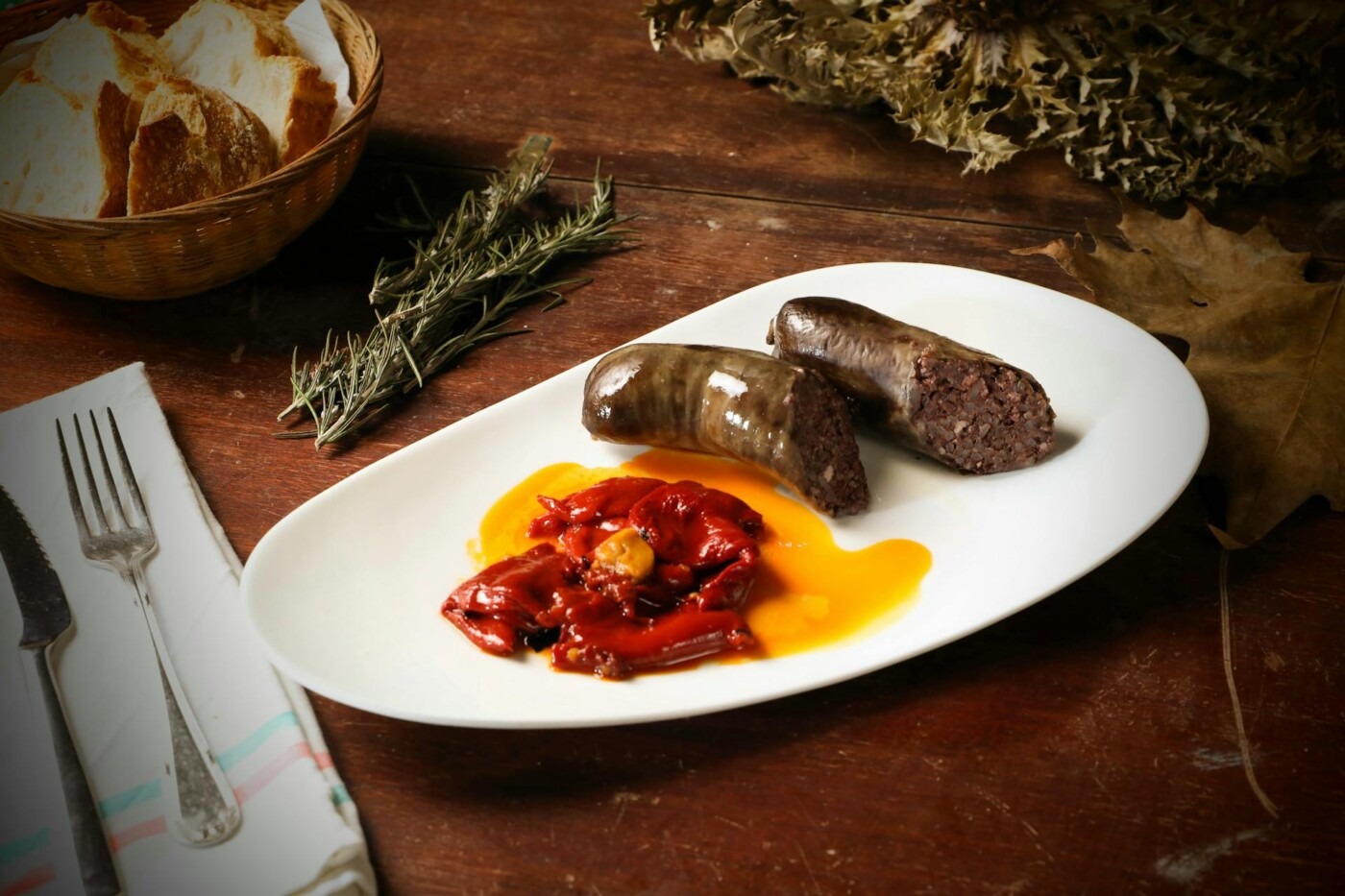 Gourmet Blood Sausage with Roast Peppers