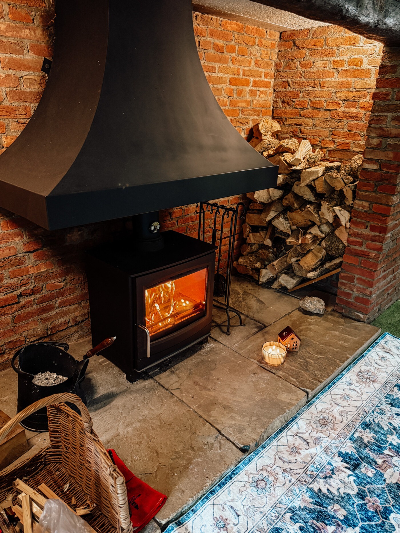 Modern wood burner installed in UK living room