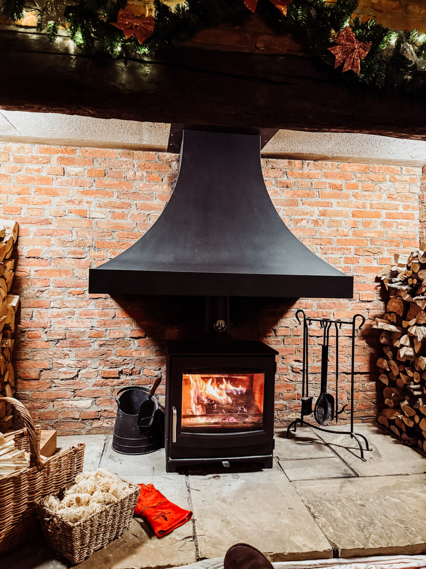 Modern wood burner installed in UK living room