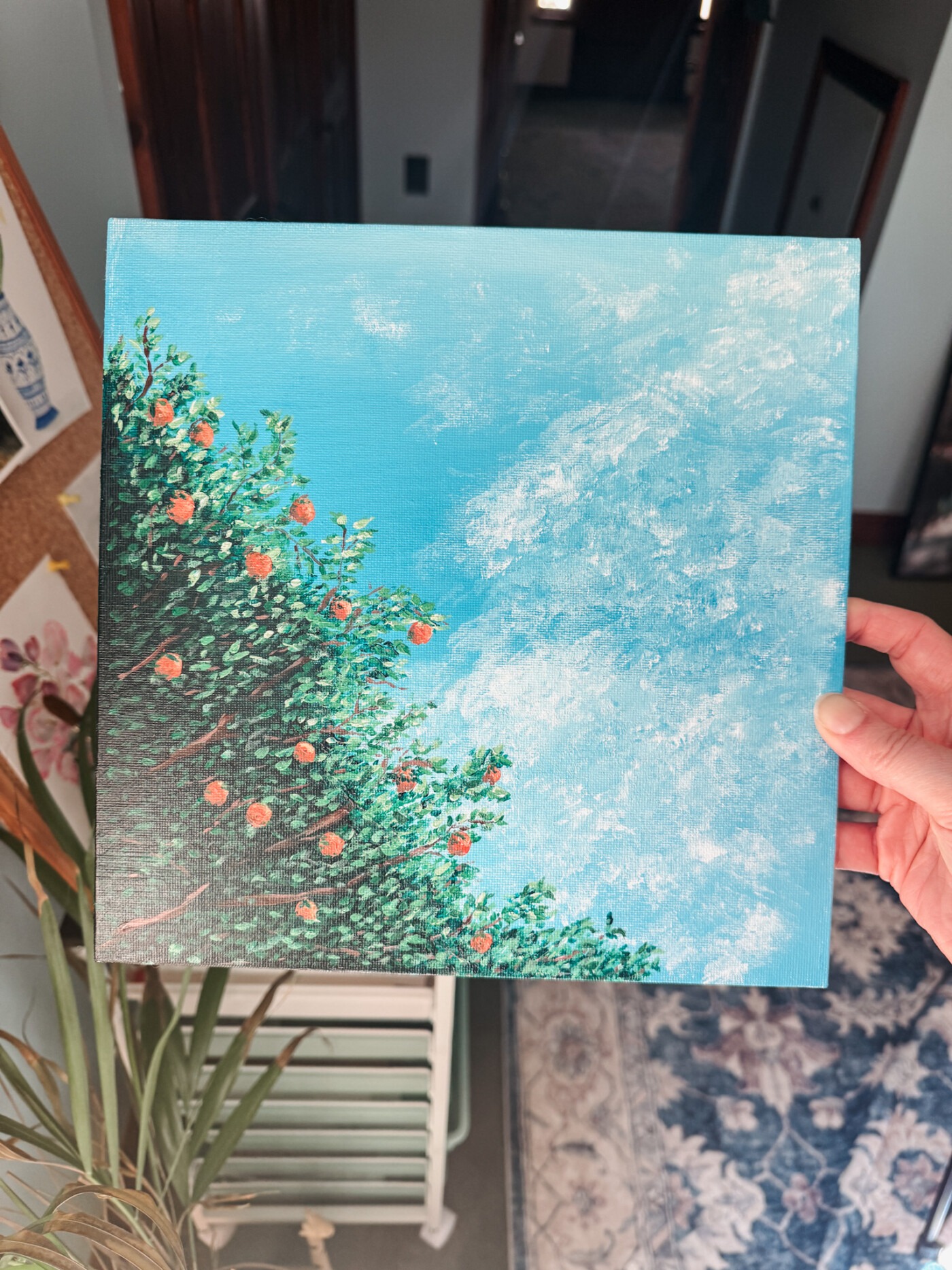 acrylic painting of an orange tree